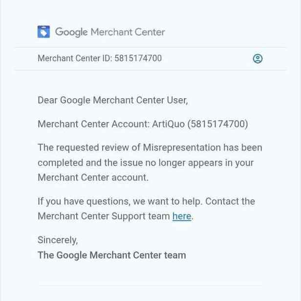 Fix Google Merchant Center Misrepresentation